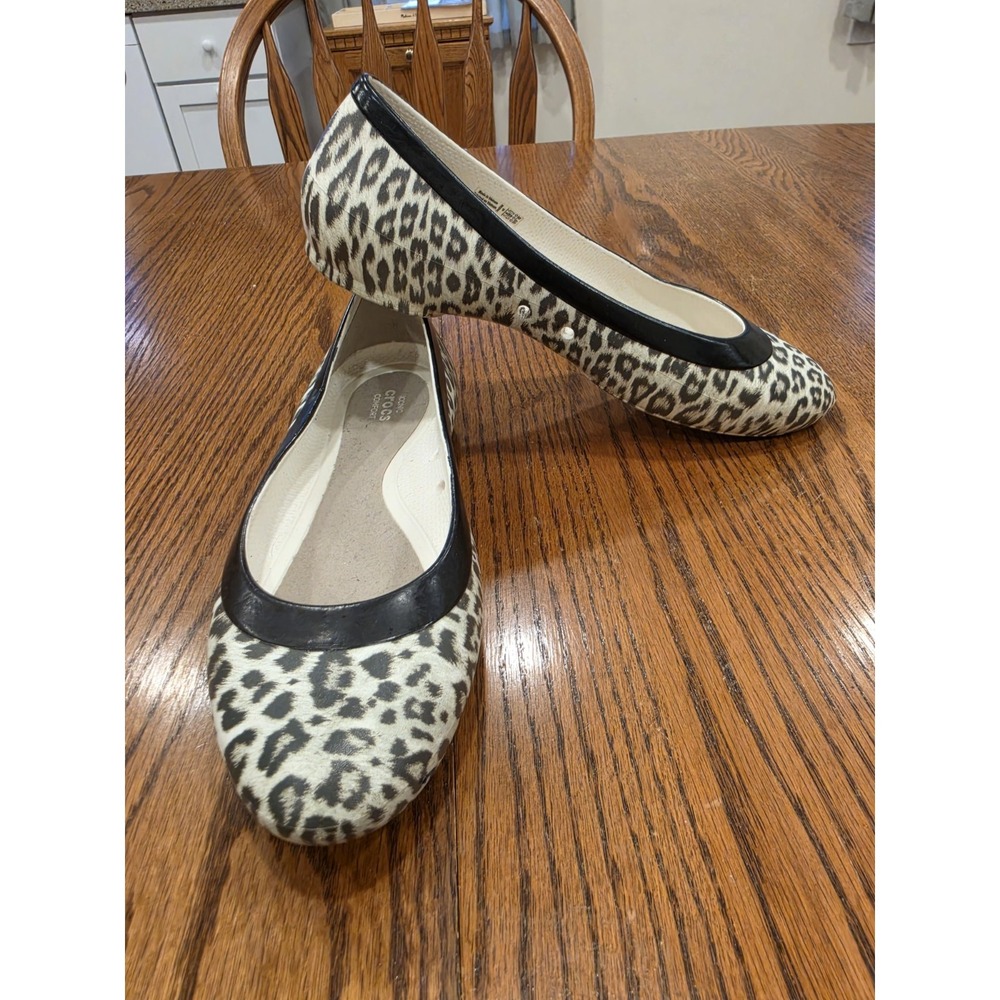 Crocs Leopard Print Cheetah‎ Print Slip On Ballet Flat Size 8 Mob Wife Eclectic
